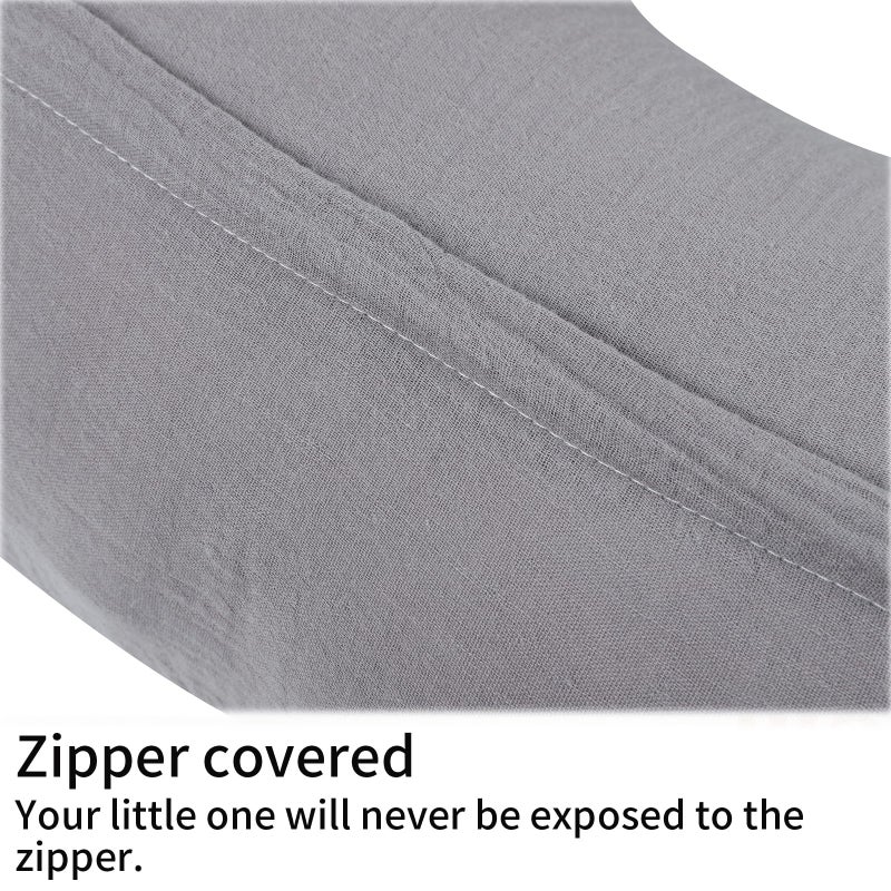 Onacosht Muslin Nursing Pillow Cover Soft 100% Cotton Feeding Pillow Slipcover Fits Standard Infant Nursing Pillow for Baby Boy and Girl, Grey - Image 5